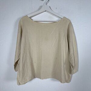 Me & Arrow Womens Ivory Boat Neck Dolman Sleeve Top Blouse Medium Casual USA
